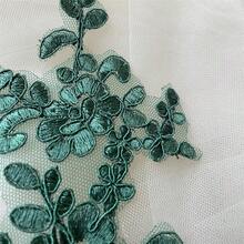 Lace Applique With Sequin Corded Flower Embroidery Lace Appliques Lace Motif Dress Patches For Craft Projects Mirror Pair (Emerald) - Ngọc lục bảo - Xem 4