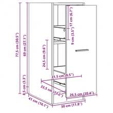 vidaXL Armário boticário cinza beton 30x41x77,5cm bois d'ingénierie - Cinza - Ver 10