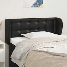 vidaXL Tête de lit avec oreilles Noir 83x23x78/88 cm - Noir - Voir 1