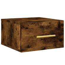 vidaXL Tables de chevet murales 2 pcs chêne fumé 35x35x20 cm - Tabac - Voir 5