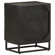 vidaXL Mesa de cabecera negra 40x30x50 cm madera maciza manguier et fer - Negro - Ver 5