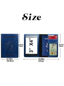 Women's Men's Passport Holder With Multiple Card Pockets And ID Slot, PU Leather Travel Wallet Cover For Family Vacations And Holiday Gifts - 深藍色 - 查看 7