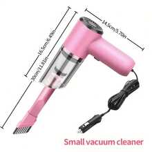 1 Pink 12V Powerful Handheld Car Vacuum Cleaner - Compact Wired Design, Easily Remove Dust And Pet Hair, With Accessory Kit Included, Without Battery, Car Accessories, Complimentary Multi-Purpose Car Brush, Pink Cute Girl, Halloween Gift - Pink Vacuum Cleaner - View 3