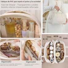 Large Multifunctional Portable Waterproof Cosmetic and Toiletries Organizer with Handle and Zipper for Bathroom Use - como en la foto - Ver 5