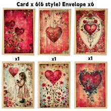 6pcs Vintage Heart & Floral Valentine's Day Cards With Envelopes - Romantic Love Theme Greeting Cards For Husband, Wife, Boyfriend, Girlfriend, Suitable For Anniversary, Wedding, Birthday - Multicolor - View 7