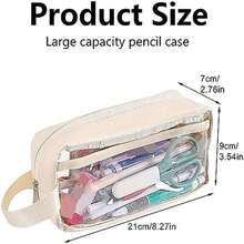 Estuche para lápices de Gran Capacidad, Estuche de Soporte para Juguete pequeño con Gran Capacidad, Neceser de Maquillaje Transparente para Cables de Datos, Accesorios, Tarjetas, cosméticos (lechoso) - como en la foto - Ver 3