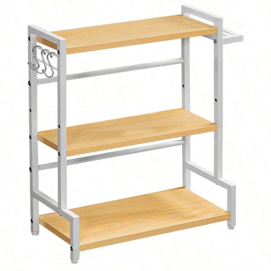 Baker's Racks - Beyaz + Ahşap - Görünüm 1