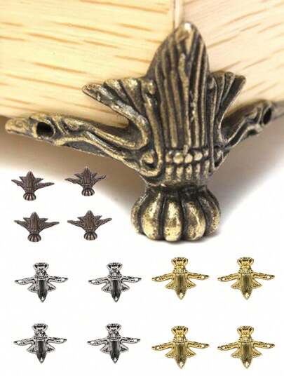 4pcs Corner Bracket Furniture Antique Vintage Bronze Corner Wrapped Tiger Feet Jewelry Box Wooden Case Decor Protector Feet Leg