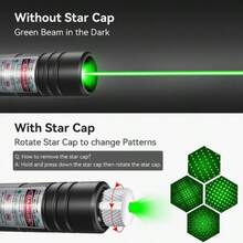 1 pieza Puntero láser de alta potencia: Puntero láser verde recargable y potente con tapa de estrella, indicador de haz láser potente con control remoto, adecuado para demostración astronómica, campamento al aire libre, juguetes láser para gatos y perros, recarga directa por USB, útiles escolares, de vuelta a clases. - Verde - Ver 9