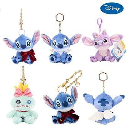  3/5pcs Random Disney Stitch Angel Cartoon Blue Stitch Keychain Pendant Bag Charm, Cute Birthday Gift, High Quality