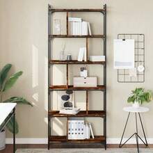 Libreria vidaXL a 6 livelli, bianco fumo, 76x32x192 cm, legno ingegnerizzato - Castano - Visualizzare 1