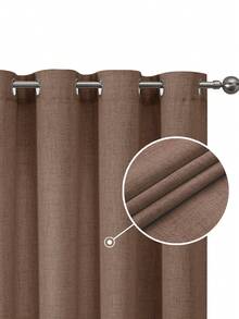 1pc/2pcs Modern Solid Blackout Curtains With Top Loops, Sheer Voile Curtains For Living Room, Bedroom Curtains Balancing Privacy And Light, Deep Brown Curtains - Dark Brown - View 5