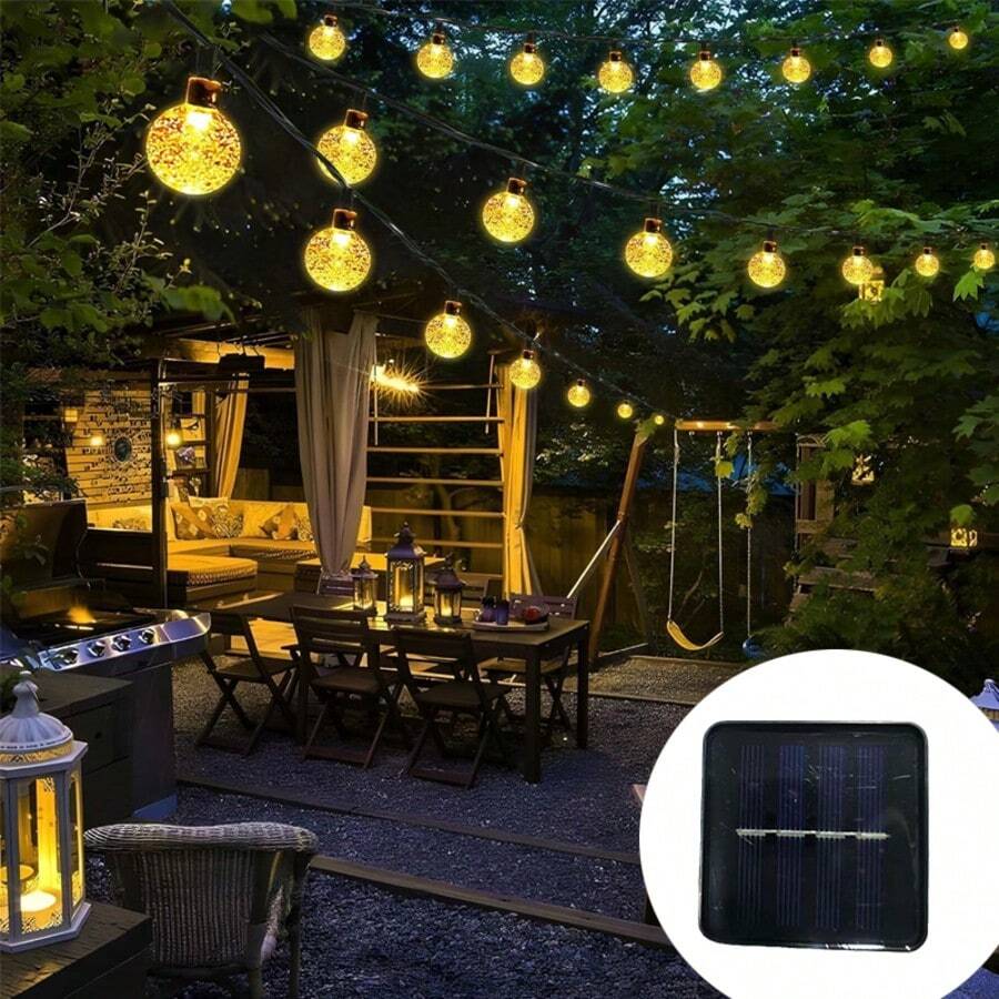 1串21.3英尺LED太阳能泡泡球灯串，户外庭院露营装饰灯，时尚透明暖色仙女灯，适用于庭院、树木、街道、走廊、日常聚会、节日、生日礼物 - 氣泡球燈串 - 查看 1