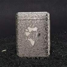 合金雕刻图案耐压自开式香烟盒，精美节日礼品 - 彩色 - 查看 1