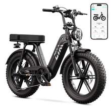 TST Electric Bike For Adults, 749W Peak Motor Ebike With 48V 15Ah Built-In Battery, 50-60 Miles Range 27.9 MPH Electric Bike, 20" Fat Tire E Bike With Rear Seat, Footrest - màu đen - Xem 4