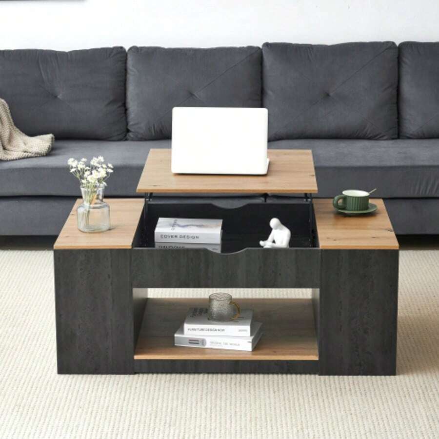 WF311892AAZ) Coffee Table With Height Adjustment - 109.5 Cm, Grey Frame, Elegant Design, Storage Space Under The Tabletop. - Grey - View 1