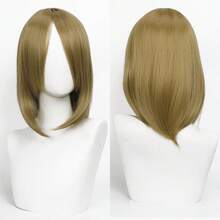 Karida 14-Inch Synthetic Fiber Cosplay Wig With Bangs, Layered Straight Hair, Unisex Cosplay Wig, High Density, Natural-Looking Cosplay Wig For Men And Women