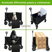 Portátil para Carga Extra Larga hasta 150 Kg,Carrito Plegable con Ruedas Giratorias y Puerta Lateral -  Plegado Fácil por Mujeres Adultas, Transporte de Mercancías, Niños y Mascotas (Negro) - negro754 - Ver 5