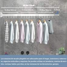Tendedero de ParedEstante de Ropa Retractil para Ahorro de Espacio Capacidad de Carga 35KG Con 18 Ganchos y 1 Barra Ángulo Ajustable 360° Tendedero Plegable para Ropa para Balcón Interior y Exterior - blanco - Ver 1