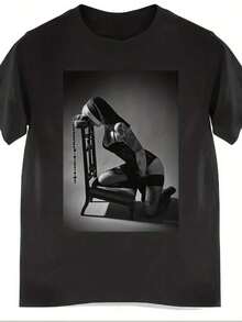 2026 Ropa de Hombre Camiseta Contraste Monja Fumando Bebida Impresión Verano Camiseta de Cuello Redondo Casual de Algodón de Manga Corta Moda - Negro - Ver 11