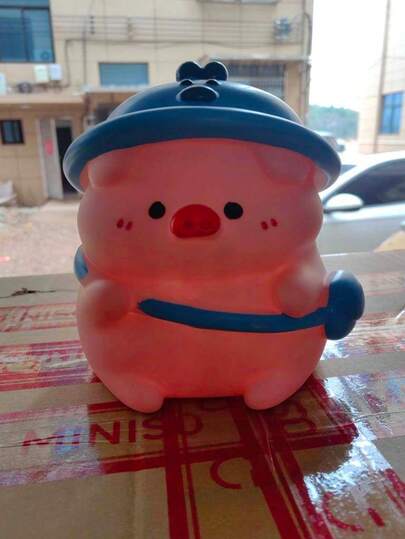 1pc Large Size Cute & Attractive Piggy Bank, Available In Yellow Or Blue, Made Of ABS Resin, Reusable For Holiday Decor, Home Decoration, Room Decor, New Year Decoration, Ideal Gift For Friends