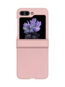 1pc Solid Color PC Foldable Phone Case, Protecting And Preventing Falls For:SamsungGalaxy Zflip 3/Zflip 4/Zflip 5/Zflip 6/Zflip 7/ Find N3 Flip/ Find N2 Flip/ Razr 50 Ultra/ Razr 40 Ultra/ Razr 40/ Razr 50/ X Flip - Pink - View 10