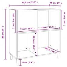 vidaXL Armário de discos 84,5x38x89 cm engenharia madeira preto - Preto - Ver 9