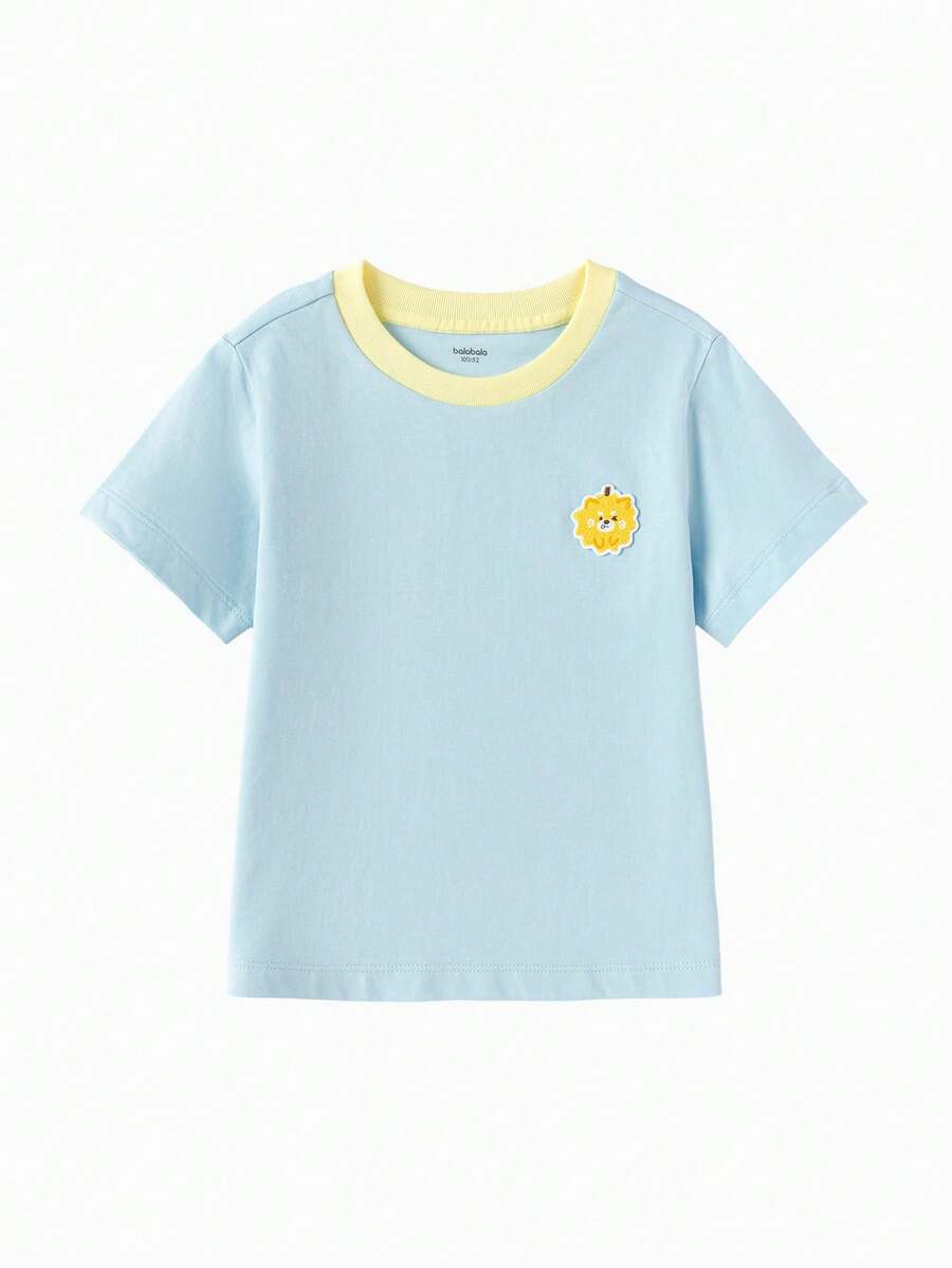 Balabala Unisex Short Sleeve T-Shirt, Classic Round Neck, Breathable Quick-Dry Fabric, Comfortable For Summer Wear - Ice Blue - View 1