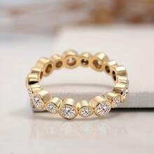 Fashionable Delicate Bezel-Set Cubic Zirconia 18K Gold Plated Women's Wedding Band Ring - Gold - View 2