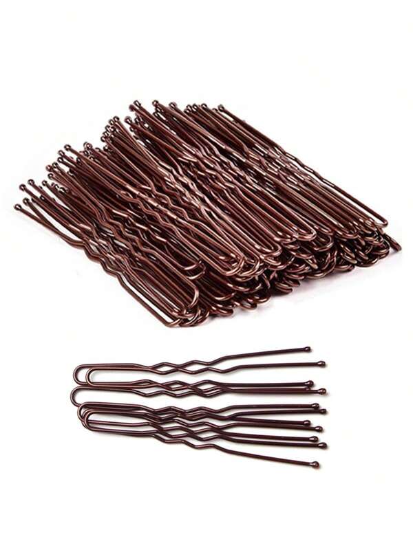 50pcs/Pack Brown U-Shaped Hair Clips, Hair Styling Tools, Hair Accessories For Women ,Hair Tool For Barber Salon Beauty Travel Essential,Hair Products,Hair Cares,Hair Accessories