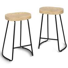 ALFORDSON 2x Taburetes de Bar 65cm Silla de Cocina de Madera Vintage Estilo Tractor - Color madera clara - Ver 4