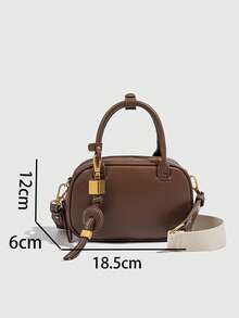 1pc Dark Brown PU Leather Boston Pillow Bag, Mini Top Handle Handbag, Women's Shoulder Crossbody Bag For Everyday Commute, Dates & Street Style - Brown - View 5