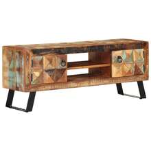vidaXL Móvel de TV 112x30x45 cm com recuperação maciça - Multicolorido - Ver 2