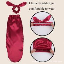 Long Sleeping Cap With Satin Hairband And Hair Pocket Long Hair Protection Cap & Hair Care Bag Home Use Long-Tail Style Sleeping Cap Hair Sleep Cap - Multicolor - View 2