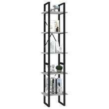 vidaXL Bibliothèque de 5 niveaux Gris béton 40x30x175cm Bois ingénierie - Gris - Voir 3