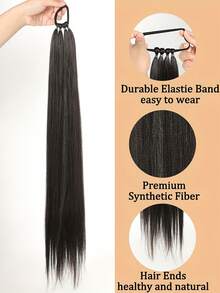 Synthetic Kids Braid Ponytail Extension With Elastic Tie YK Straight Hair Wrap Around Braid Ponytail Girls 1PC - Multicolor - View 5