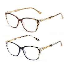 HYCHIC 2PC Women's UV400 Polarized Reading Glasses Cat-Eye Frame With Leopard Print Pattern And Gold Accents, Lightweight Comfort For Work & Leisure - [2件裝]茶+黑豆腐 - 查看 3