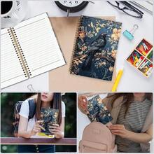 Nvucamd Gothic Dark Academia Crow Spiral Notebook, Witchy Black Crow Journal Notebook, Gothic Raven Office Schoolsss Supplies Gifts, Cottagecore Botanical Raven Journaling Notebooks For Women, 5.5x8.3 - 烏鴉 - 查看 4