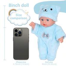 圣诞装饰 9 英寸圣诞儿童玩具 DIY 逼真娃娃，可爱粉色和蓝色毛绒连体衣娃娃玩具（含娃娃），婴儿娃娃>玩具，看起来像真实的娃娃，儿童玩具娃娃，婴儿娃娃，娃娃，娃娃，婴儿娃娃，العاب اطفال，娃娃