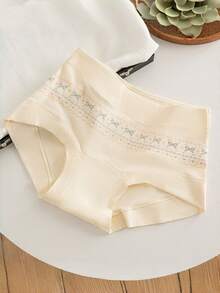 5条装女士费尔岛风格雪花/爱心/格子/鹿图案针织舒适全包臀不勒痕内裤 - 彩色 - 查看 6