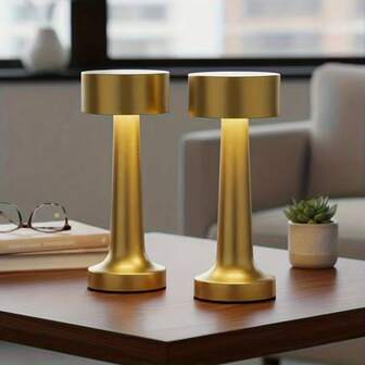 1pc Vintage High-Quality Metal Touch Control Lamp, 3 Color Modes 3 Brightness Levels, Touch Control, LED Eye-Care Rechargeable Long-Lasting Battery, Space-Saving Wireless Portable, Suitable For Coffee Table, Bedroom, Dining Room, Bar, Living Room Decor Nightlight