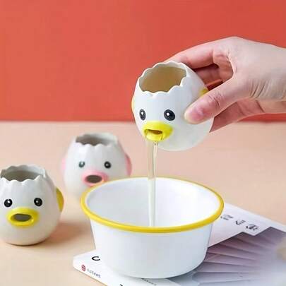 1pc Cute Chick Shaped Egg Separator, Filters Egg White & Yolk, Also Can Be Used As Multifunctional Egg Holder