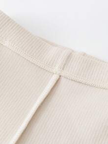 mini bala Girls' Elastic Leggings, Soft, Sweet And Comfortable, Flared Leg Style, Spring 2026 Collection - Light Khaki - View 7