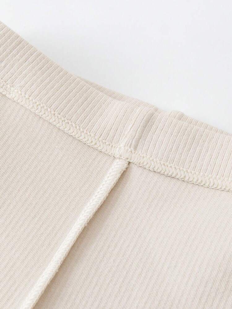 mini bala Leggings elásticos para niñas, suaves, dulces y cómodos, estilo de pierna acampanada, Colección Primavera 2026 - caqui claro - Añade 7