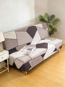 1 pieza Funda de sofá cama plegable de seda de leche con estampado de líneas geométricas, elástica y con cobertura completa a prueba de polvo, adecuada para dormitorio, sala de estar, todo el año - Multicolor - Ver 6