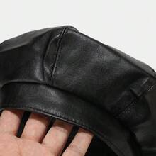1顶男女通用经典时尚百搭PU贝雷帽，复古艺术家帽，英伦复古皮革报童帽，适合作为生日、节日礼物 - 彩色 - 查看 4