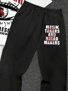 Young Boy Slogan Eye Print Crew Neck Short Sleeve T-Shirt And Long Pants Casual Set - White - View 5