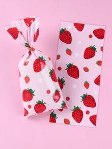 100个草莓礼品袋，甜草莓糖果袋，草莓生日派对礼品包装袋，草莓主题派对餐桌装饰，婚礼装饰糖果袋，婴儿派对装饰，性别揭晓派对装饰，新娘送礼会装饰，派对回礼包装用品，草莓装饰品，烘焙袋，生日礼物，派对回礼 - 草莓 - 查看 9