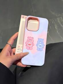 Estuche para teléfono con patrón de amor de oso rosa y azul compatible con estuches para teléfonos   17  16 Pro Max  15 Pro Max  13 y  12 Duradero, a prueba de golpes y elegante Un gran regalo para familiares, amigos, seres queridos y novios. - Rosa - Ver 3