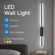 60厘米/80厘米LED线性壁灯，可调光，适用于浴室梳妆镜，室内墙面装饰照明，可用于浴室、卧室、走廊、展厅、阅览室、餐厅、酒吧、咖啡厅、服装店、客厅、博物馆等场所。 - 長條壁燈 - 查看 3